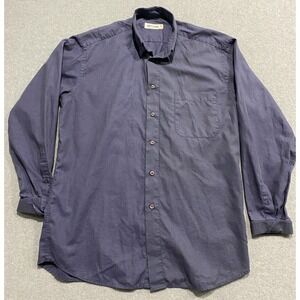 St Croix Mens Blue 100% Cotton Button Down Dress Shirt Size Large Made in Italy